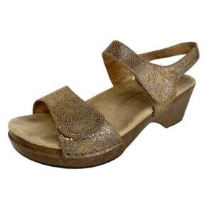Dansko Sonnet Metallic and Tan Sandals
